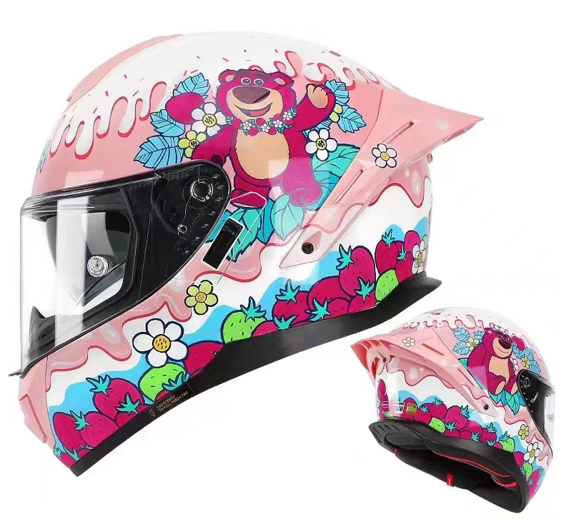 Casco da moto personalizzato in fibra di carbonio con motivo per donne e ragazze